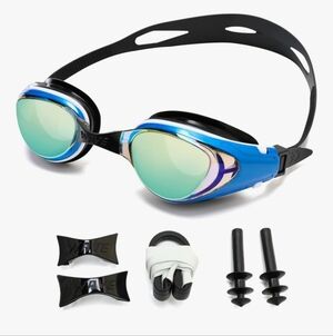 Nearsighted Shortsighted Swim Goggles For Men Or Women - Blue and Black